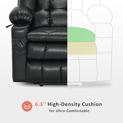 MCombo Dual Motor Power Lift Recliner Chair for Elderly with Heat and Massage, Black E570141