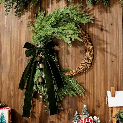Dingion Large Vintage Cow Bell Christmas Norfolk Wreath 24.8in F4773