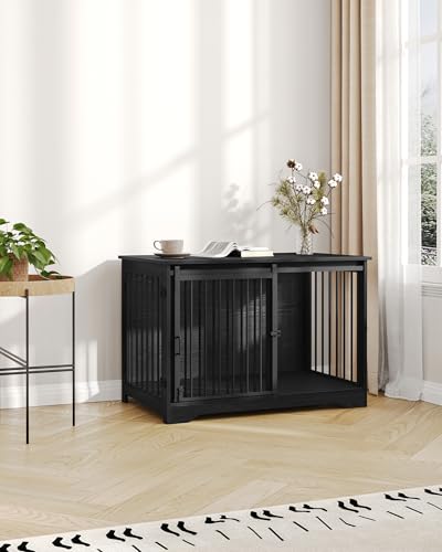 Dog Crate Furniture with Barn Door for Small Medium Dogs, Rustic Brown P911