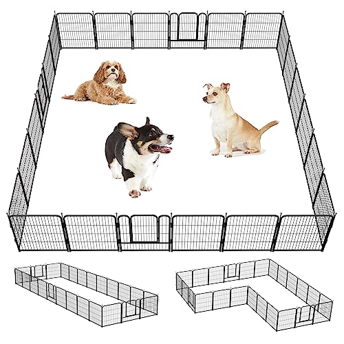 Dog Playpen 32 Inch Heavy Duty Folding Indoor Outdoor Pet Exercise Fence with Door for Large Medium Dogs H857