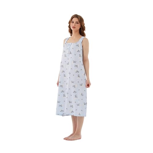 Keyocean Women's 100% Cotton Sleeveless Nightgown P621