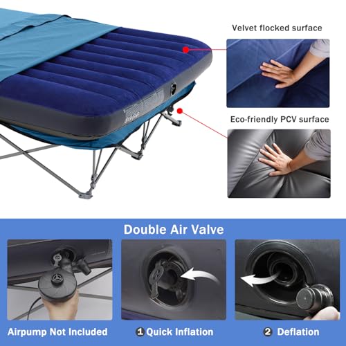 KAMPKEEPER Folding Camping Cot with Inflatable Air Mattress and Carry Bag M949