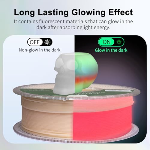 Glow in The Dark PLA 3D Printer Filament 1.75mm Multicolor 1KG Spool K36044