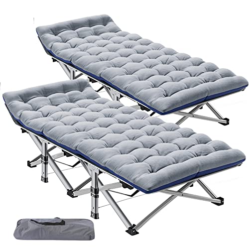 ABORON Folding Camping Cot with Mat for Adults, Heavy Duty Outdoor Bed with Carry Bag C211720