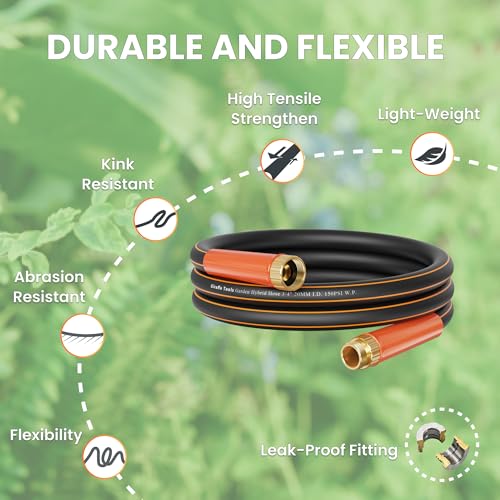 Giraffe Tools Garden Hose 100ft x 5/8", Heavy Duty Flexible Hybrid Hose Q38065