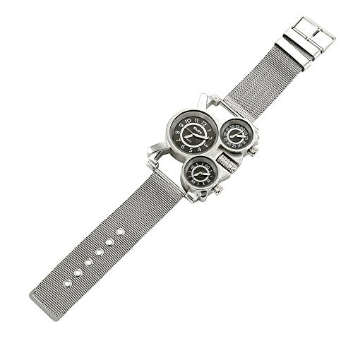 OCT17 Men's Military Quartz Analog Wrist Watch with Stainless-Steel Mesh Strap X67952