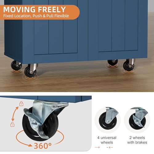 Shintenchi Kitchen Island Cart with Storage on Wheels, White V99091