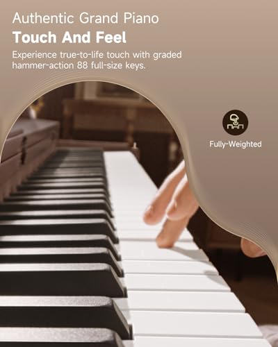 Donner OURA R300 88 Key Weighted Digital Piano, Bluetooth, Walnut Wood Color Q23942
