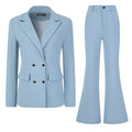 Allegra K Business Work Suit Set for Women's 2 Piece Notched Lapel Blazer and Long Pants