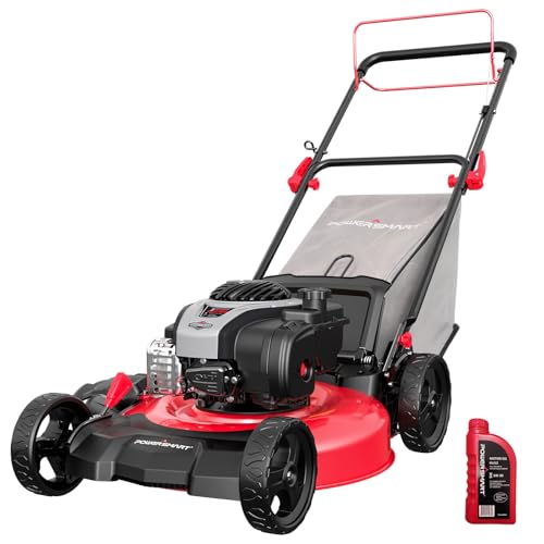 PowerSmart 21" 140cc Self Propelled Lawn Mower, 6-Position Adjustable Cutting Height, 3-in-1 with Mulching. Side Discharge. Rear Bagging, Easy Start