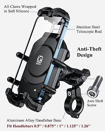 BRCOVAN Motorcycle Phone Holder with Vibration Dampener, Anti-Theft Mount for 5.4''-7.2'' Smartphones C49279