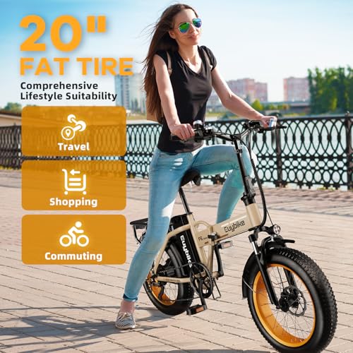 1000W Folding Electric Bike 48V 20AH Removable Battery 20" Fat Tire for Adults S359635