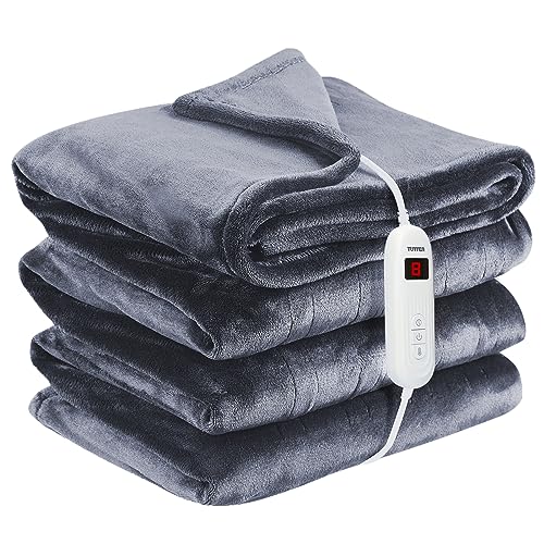Electric Heated Blanket Full Size, Extremely Soft Cozy Flannel Heating Blanket with Single Controller, 10 Heating Levels & 8 Hours Auto-Off, Fast Heating & Machine Washable, 72" x 84"