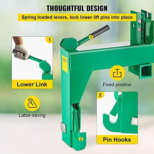 VEVOR 3-Point Quick Hitch, 3000 LBS Lifting Capacity, Category 1 & 2 Tractor X69507