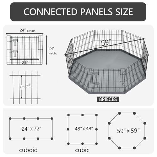 PETIME Foldable Metal Dog Exercise Pen 8 Panel with Bottom Pad C444