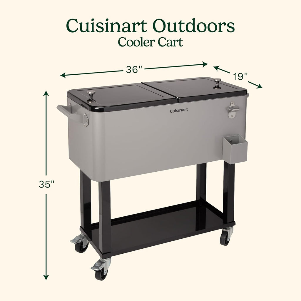 Cuisinart CCC-3517 Portable 80-Quart Outdoor Cooler Cart with Dual-Sided Lid B702913