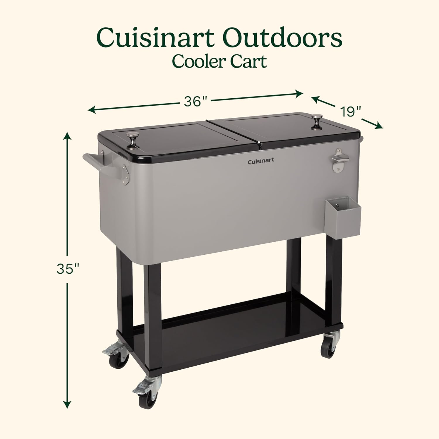 Cuisinart CCC-3517 Portable 80-Quart Outdoor Cooler Cart with Dual-Sided Lid B702913