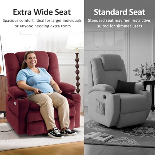 MCombo Large Triple Motor Power Lift Recliner Chair with Massage and Dual Heating, Grey D316