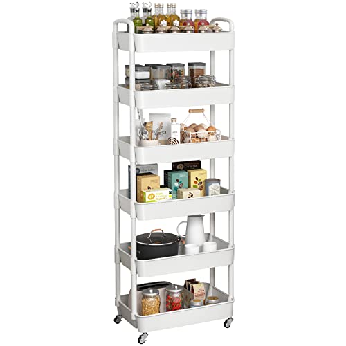 Sywhitta 3-Tier Plastic Rolling Utility Cart with Handle, Black F220270