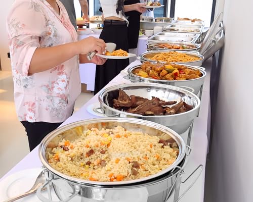 2 Pack Gold 5 Qt Chafing Dish Buffet Set with Glass Lid and Holder K9277