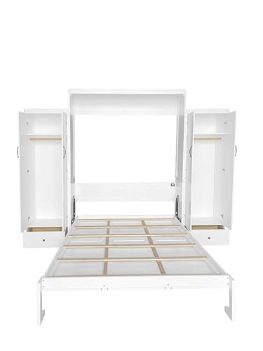 Queen Size Murphy Bed with Desk & Charging Station, White K505073