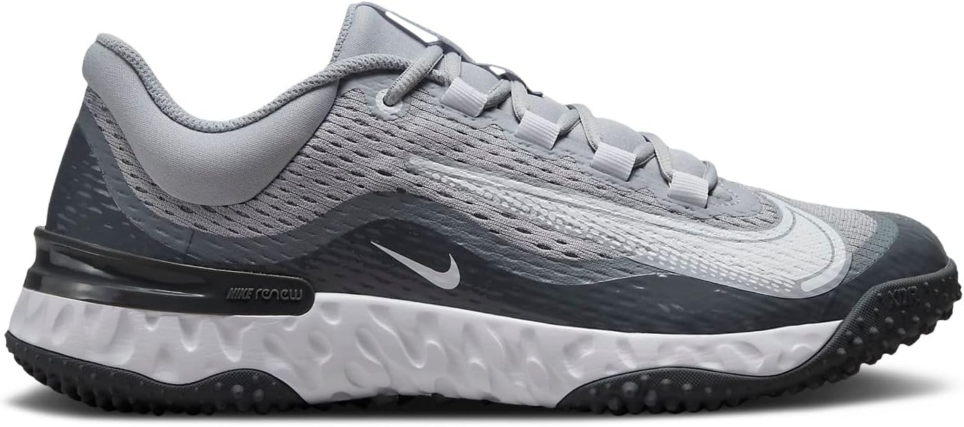 Nike Men's Alpha Huarache Elite 4 Baseball Turf Shoes, Grey/White, 9.5 M US