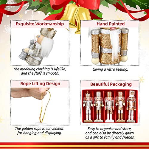 Jetec 10 Pcs Christmas Nutcracker Wooden Hanging Ornaments 5 Inch U816355