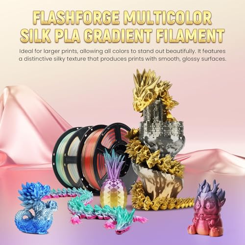 FLASHFORGE Silk PLA 3D Printer Filament 1.75mm 1KG, Multicolored Gradient V83097