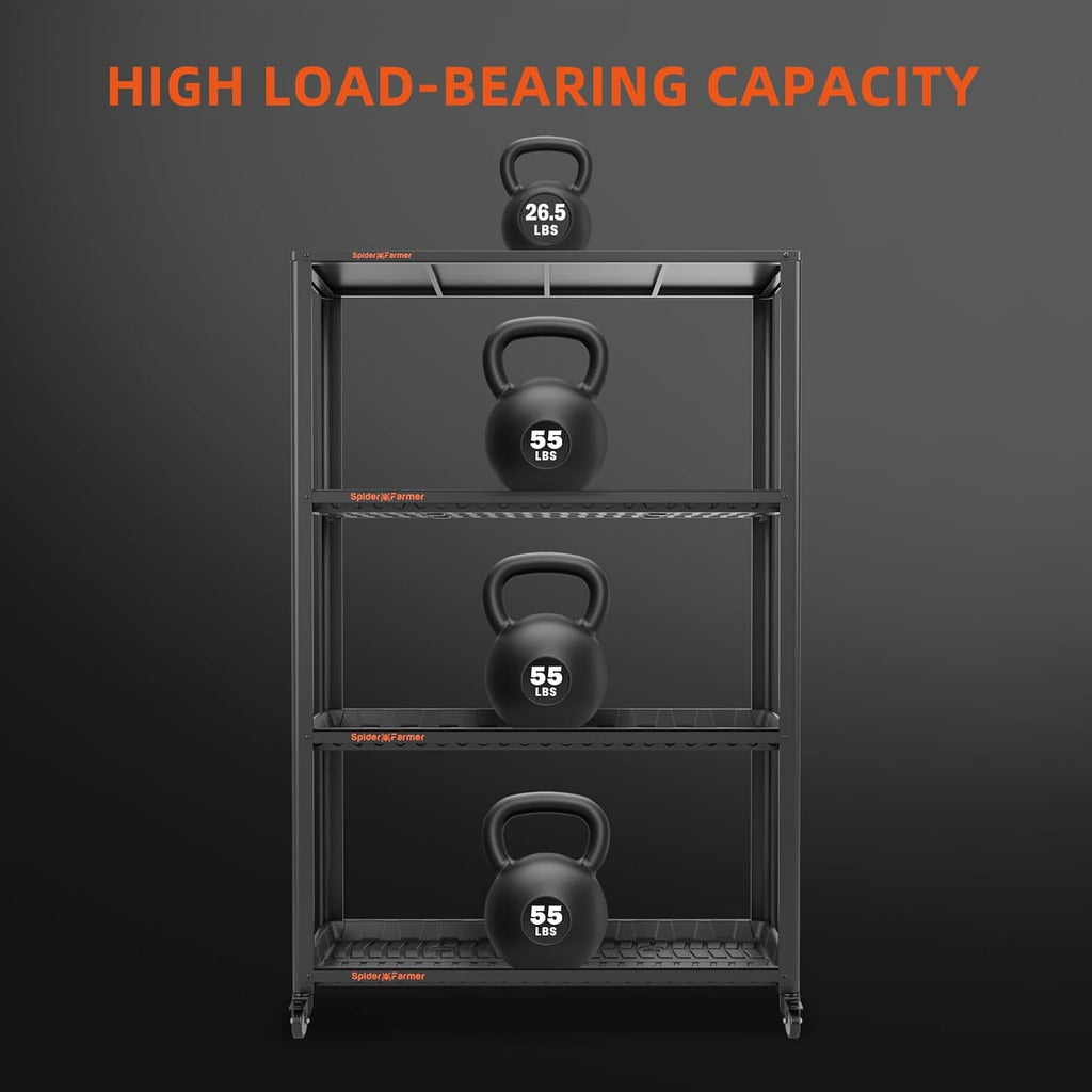 Spider Farmer SF600 Growshelves LED Grow Light Plant Stand 3 Tier with Wheels S4800