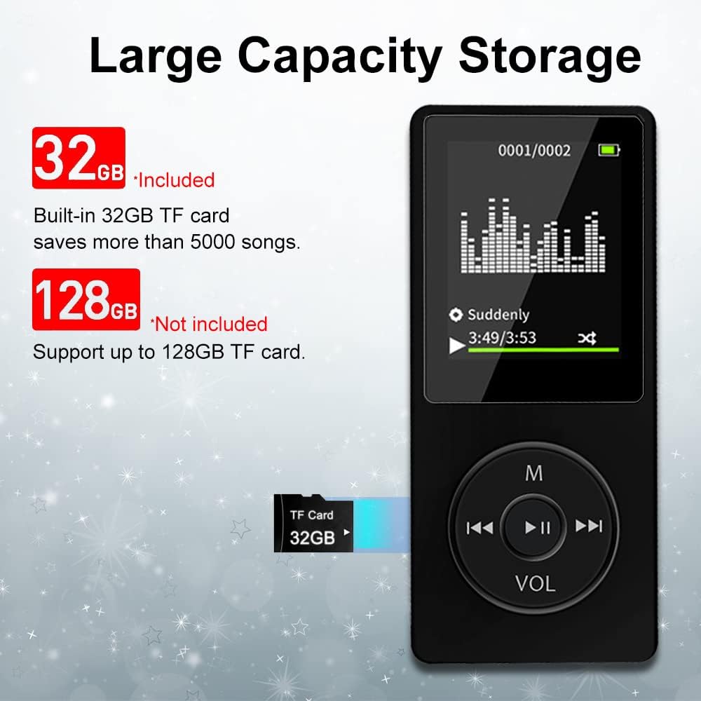 SKYBESS 32GB Bluetooth MP3 Player with Speaker, FM Radio, Voice Recorder Q81223