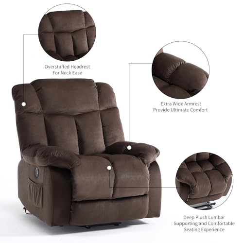 CANMOV Dual Motor Power Lift Recliner Chair for Elderly, Extra-Wide Seat, Heated Massage, Grey Fabric C219