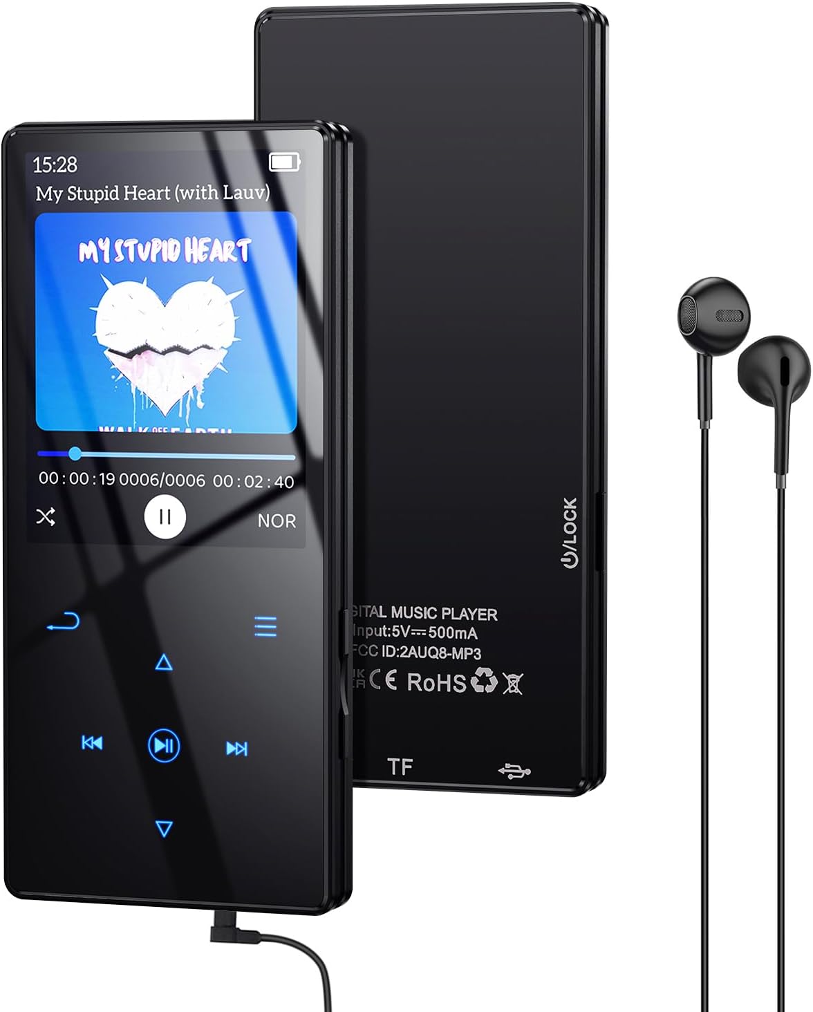 64GB MP3 Player with Boosted Bluetooth 5.3, Music Player Features HD Speaker, 2.4" Screen, Touch Buttons, Expandable SD Card Slot, Supports FM Radio, Voice Recorder, E-Book, and More