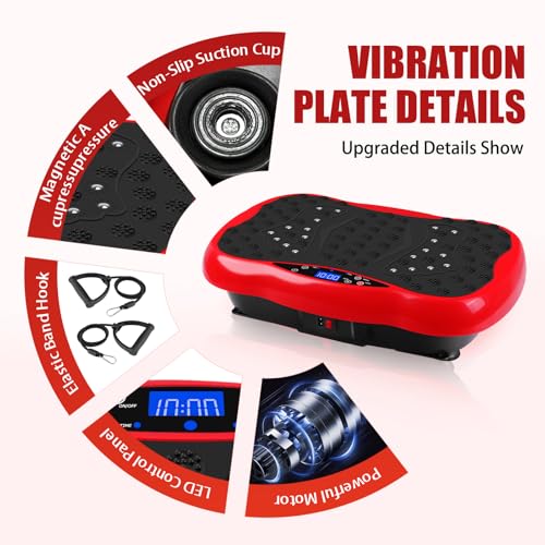 Vibration Plate Exercise Machine for Full Body Fitness with Resistance Bands and Remote F93086