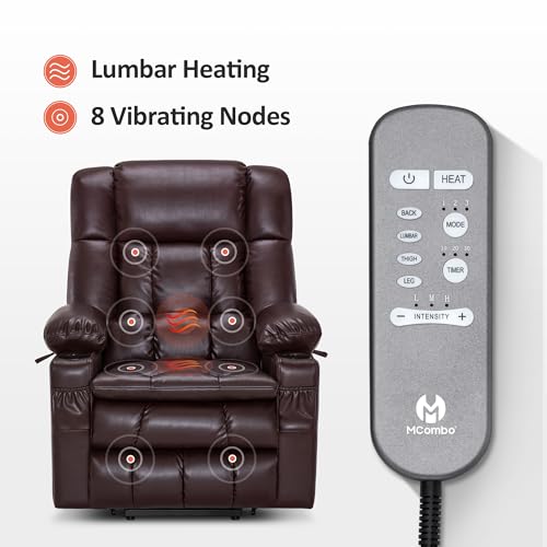 MCombo Dual Motor Power Lift Recliner Chair for Elderly with Heat and Massage, Black E570141