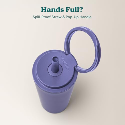 Halo 32 oz Stainless Steel Vacuum Insulated Tumbler with Flip Handle Lid, Lilac Bud H350