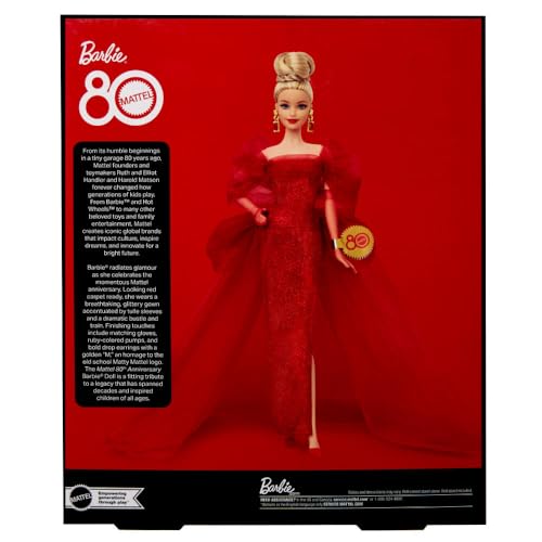 Barbie Signature Doll Mattel 80th Anniversary Collectible Red Tulle Gown J43293