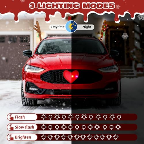 Rudolph Car Decoration Kit with LED Lights and Antlers for Christmas Z289806