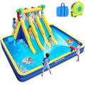 ELEMARA Extra Large Inflatable Water Slide Bounce House, Kids Water Park with Double-Layer Large Splashing Pool,3 Extra-Long Slides, Climbing Wall, 2 Water Cannons, Water Spraying, 750W Air Blower