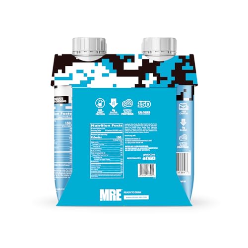 REDCON1 MRE Ready to Drink Protein Shakes, Cookies & Cream - Lactose + Whey Free RTD, 12 Pack Y377913