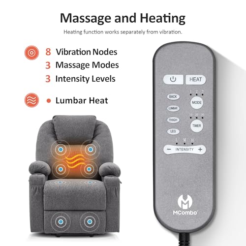 MCombo Small Power Lift Recliner Chair for Elderly with Heat and Massage, USB & Type C Ports J262