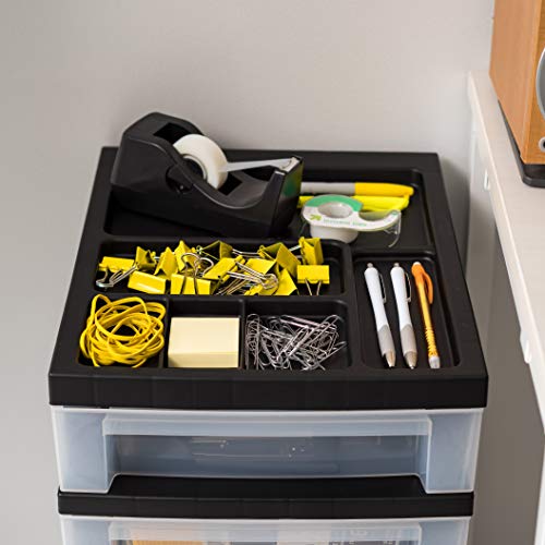 IRIS USA Plastic 10-Drawer Rolling Storage Cart with Wheels, Black/Clear T4065