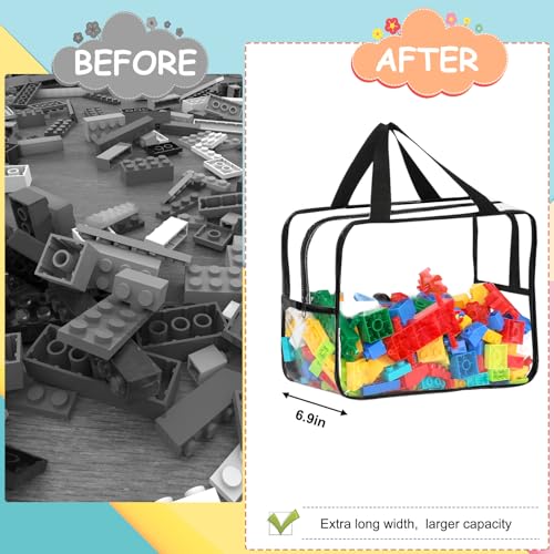 6 Packs Large Toy Storage Bags with Labels, Clear PVC Organizer with Zipper W66156
