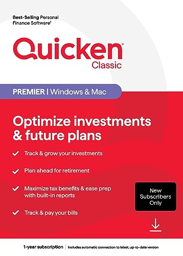 Quicken Classic Deluxe for New Subscribers| 1 Year [PC/Mac Online Code]