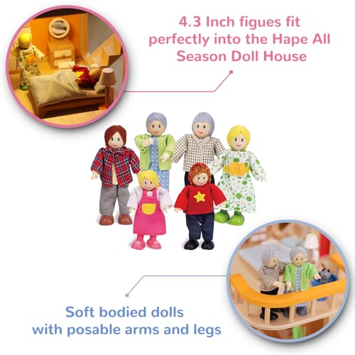 Happy Family Dollhouse Set by Hape for Wooden Dolls House, Multicolor Y33895