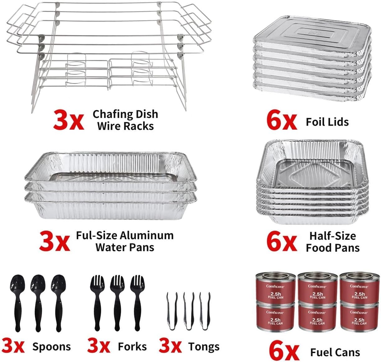 Disposable Chafing Dish Buffet Set, 33 Piece with Food Warmers and Fuel Cans L141