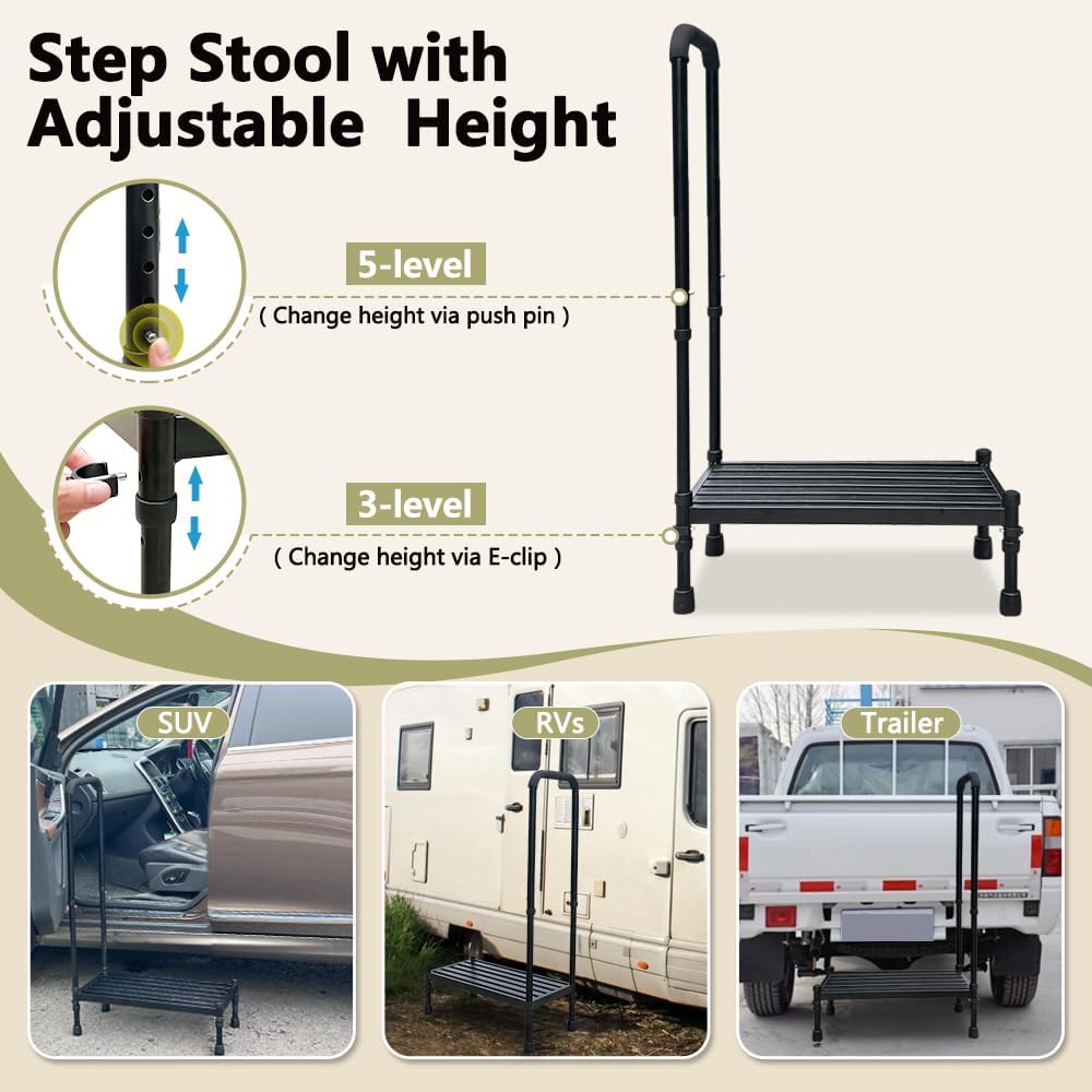 Medical Step Stool with Handle for Adults Seniors Bariatric 300lb H301