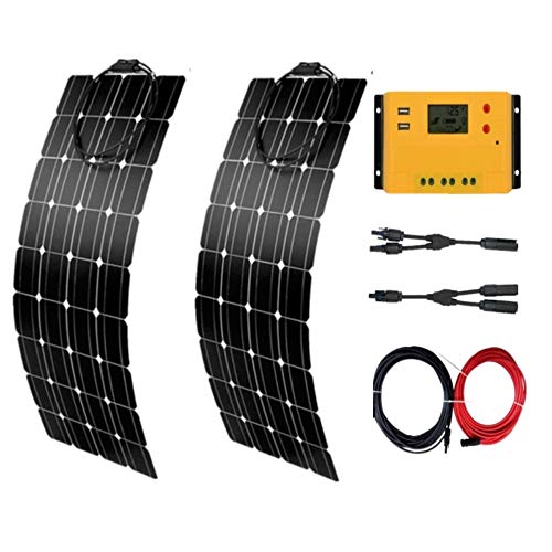 Solar Panel 300w Bendable Flexible Solar Charger SunPower Solar Module with 30A solar controller for RV, Boat, Cabin, Tent, Car, Trailer, 12v /24v Battery or Any Other Irregular Surface