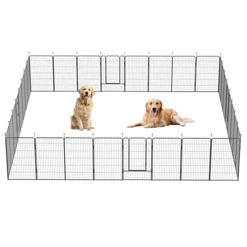 Dog Playpen 32 Inch Heavy Duty Folding Indoor Outdoor Pet Exercise Fence with Door for Large Medium Dogs H857