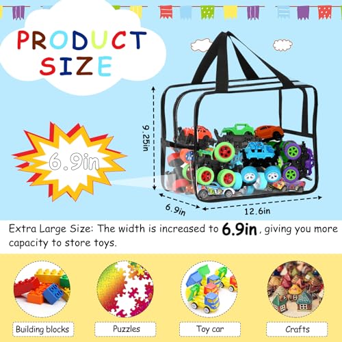 6 Packs Large Toy Storage Bags with Labels, Clear PVC Organizer with Zipper W66156