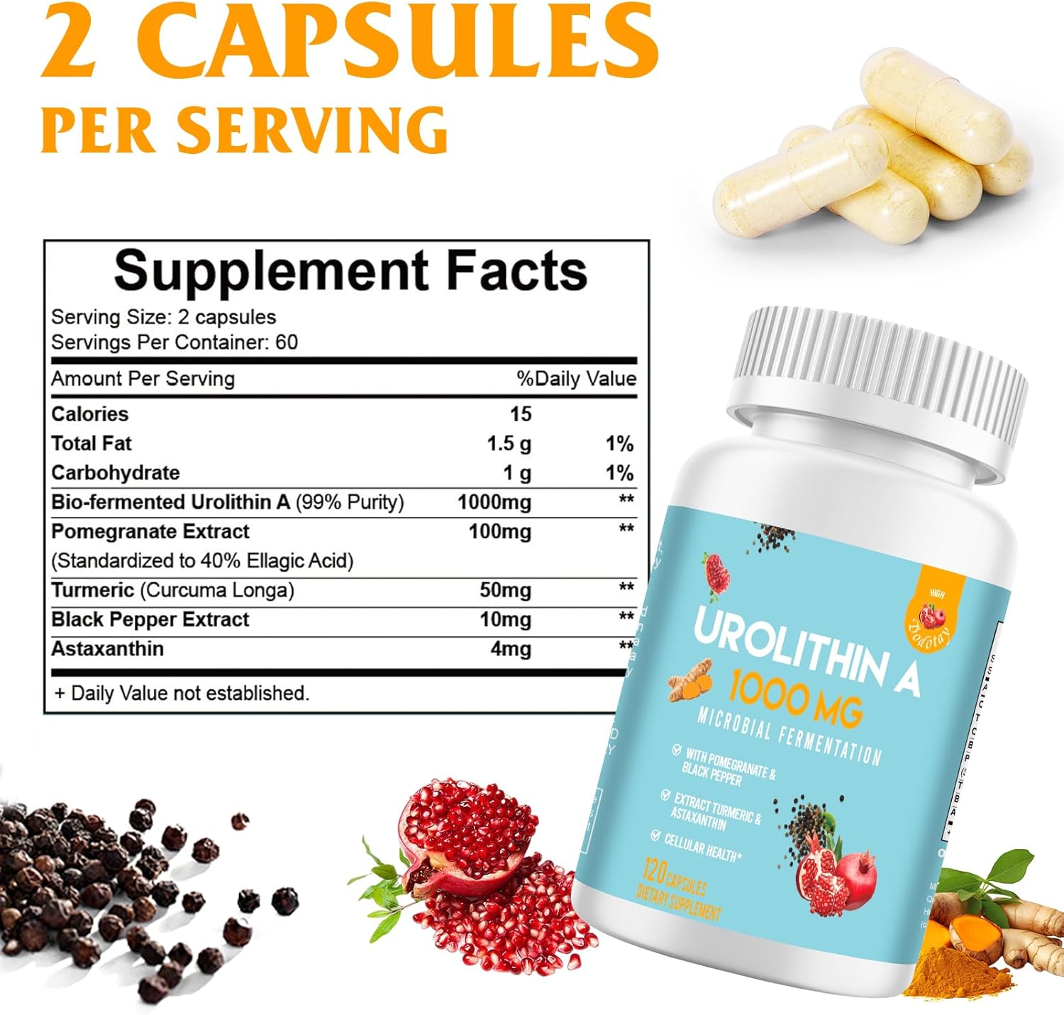 Urolithin A Supplement 1000mg, 120 Capsules R437